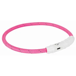 Świecący pierścień na szyję USB, różowy L-XL: 65 cm/ o 7 mm